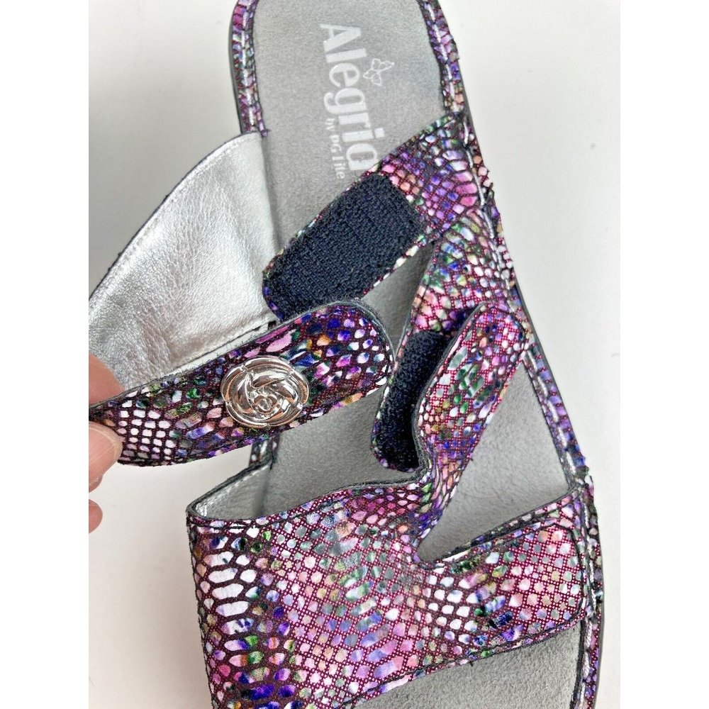 *Alegria Double Strap Comfort Sandal Slide Womens 39 Croc Embossed Leather Shoes - Picture 11 of 14